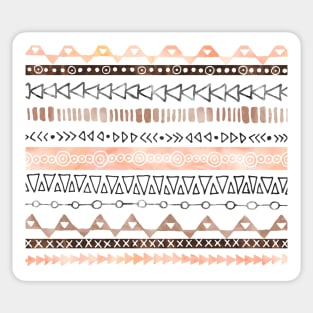 Peach Pink Chocolate Brown Black hand-drawn geometric watercolor Pattern Sticker